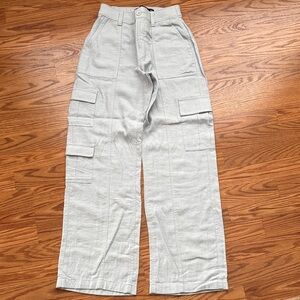 Women’s Light Blue Linen  Hollister Cargo Pants